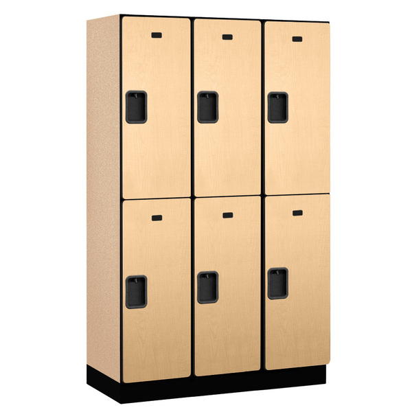 Salsbury Industries Wardrobe Locker, 45" W, 18" D, 76" H, (3) Wide, (6) Openings, Maple 22368MAP
